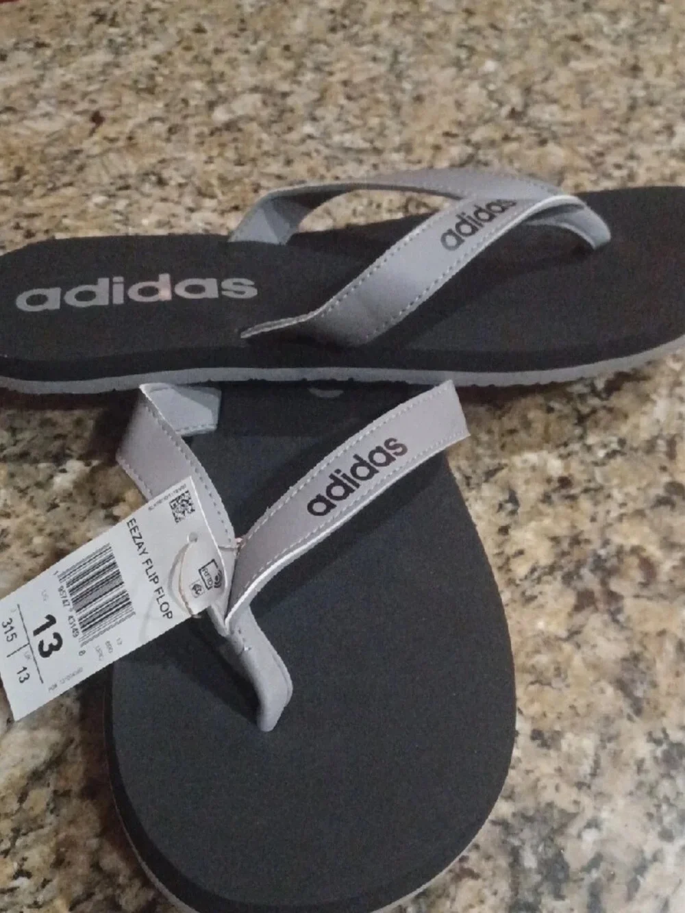 adidas Black Footbed with Gray Straps Flip Flops